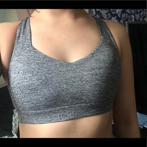 Gray/black sports bra